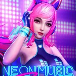 Imagem do jogo de Slots Neon Music Party, apresentando gráficos vibrantes e animações dinâmicas que prometem uma experiência de jogo eletrizante e cheia de música.